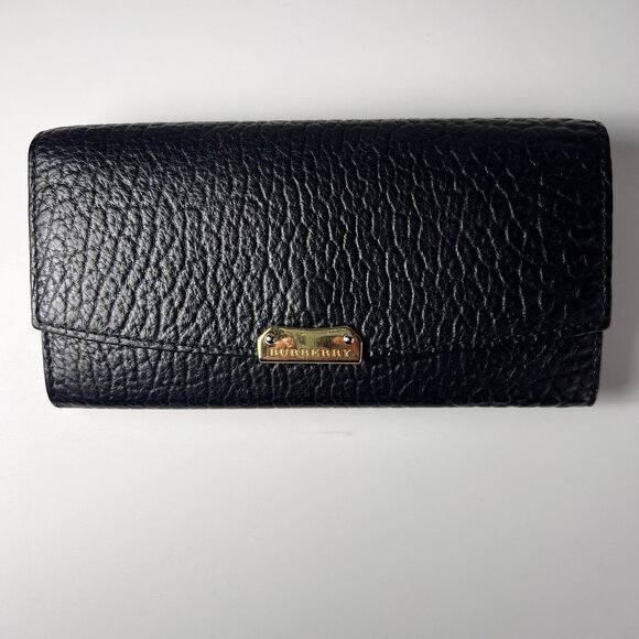 BURBERRY Black Grainy Leather Continental Wallet + Box+ Dust bag - Picture 2 of 12